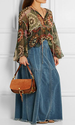 длинная джинсовая юбка с блузой