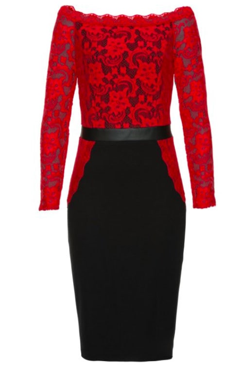 черное-красное комбинированное платье